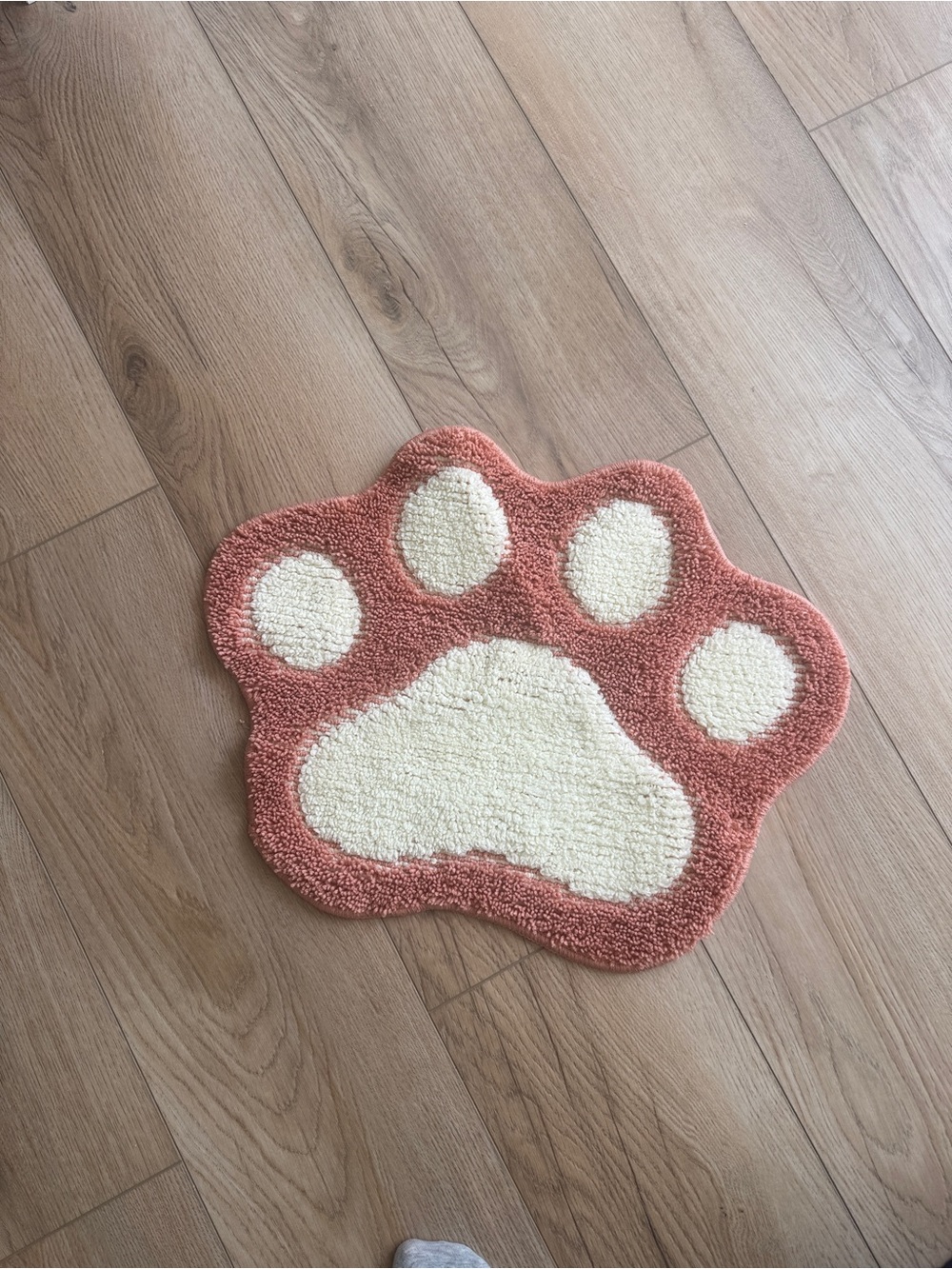 Paw Shaped Mini Bathroom Mat Pink white pet